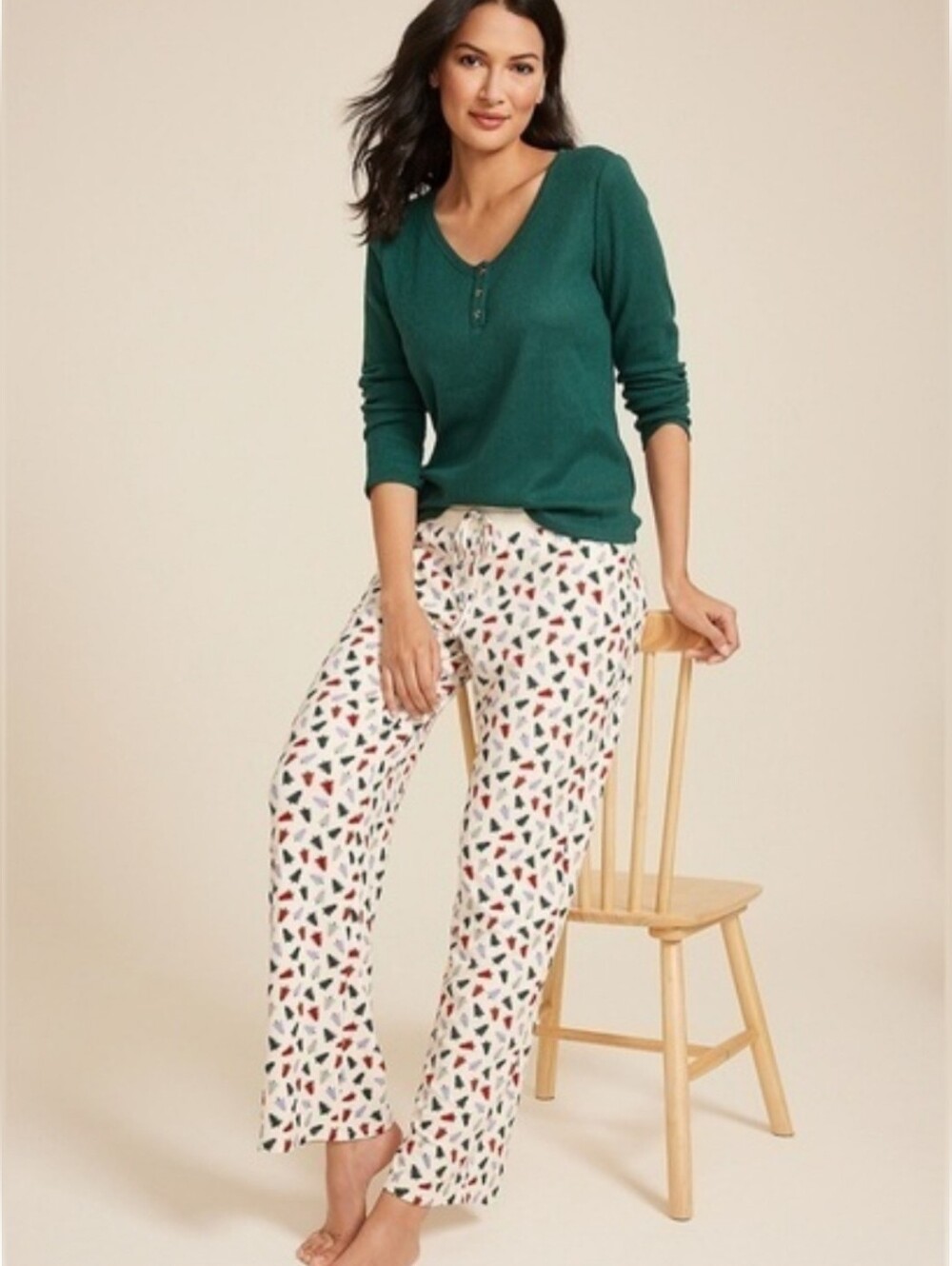 NWT Set XL Maurices Green Henley & Multicolor Holiday Pants 4109-